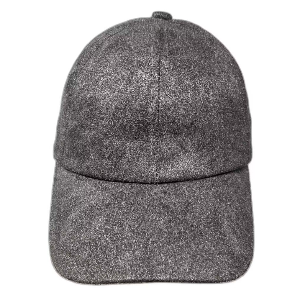 Gigi Pip Gray Baseball Cap Textured Solid Adjustable One Size Hat Metal Logo